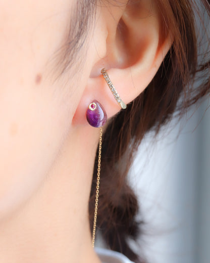 Flat Pierced Earring - Amethyst -