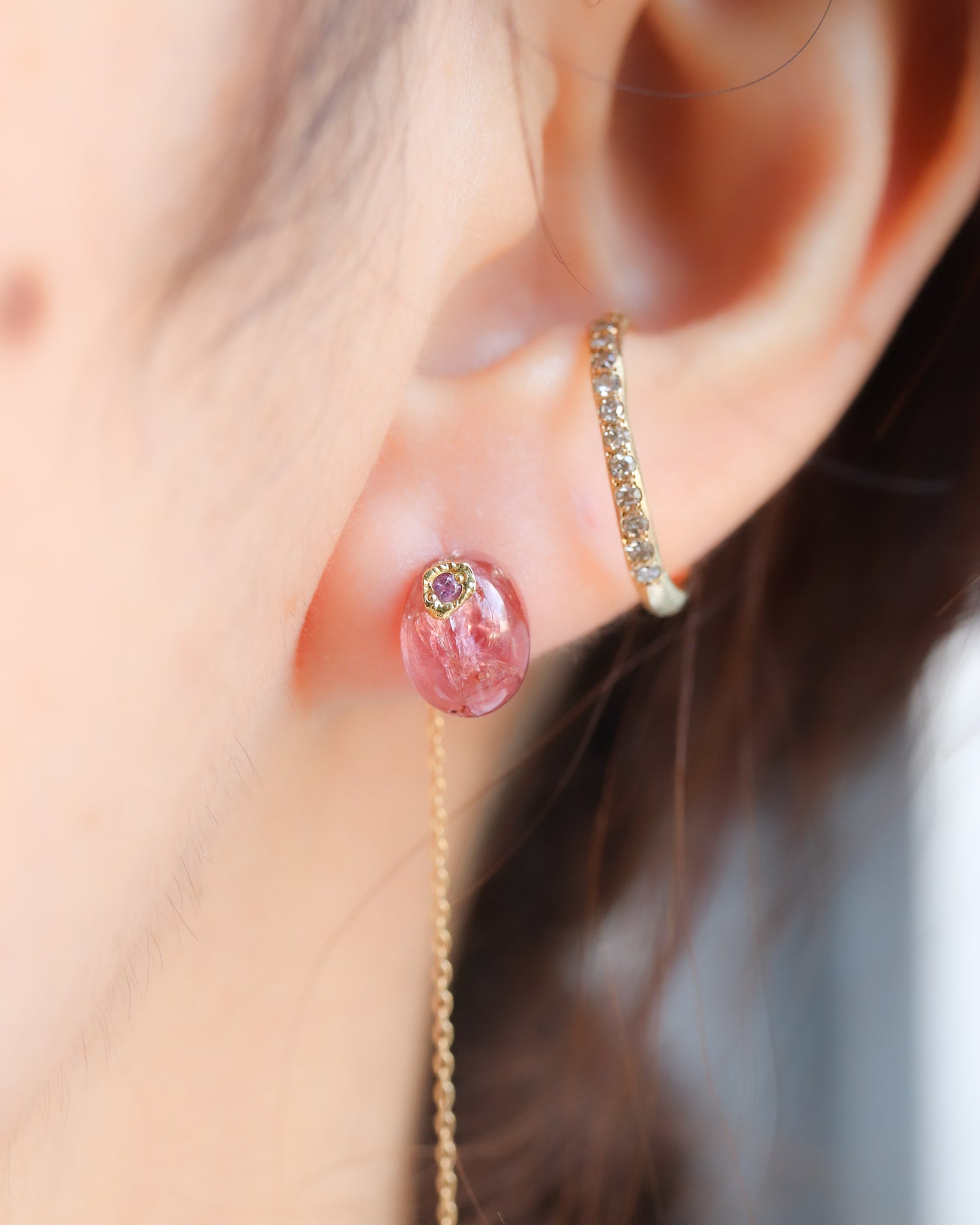 Flat Pierced Earring - Spinel -