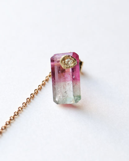 Flat Pierced Earring - Bicolor Tourmaline - E