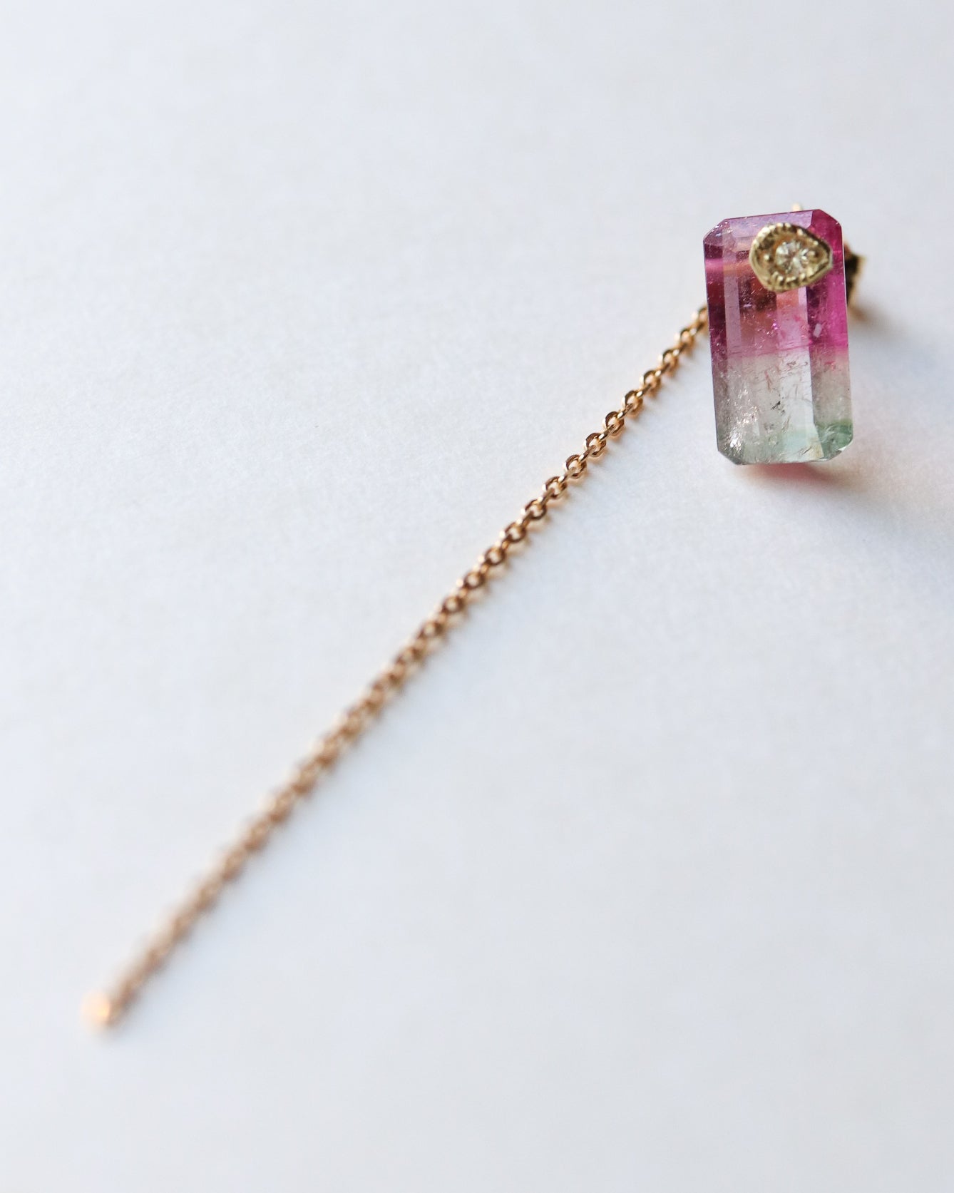 Flat Pierced Earring - Bicolor Tourmaline - E