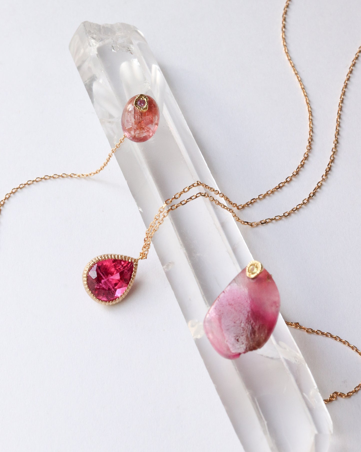 Milgrain Necklace - Rubellite -