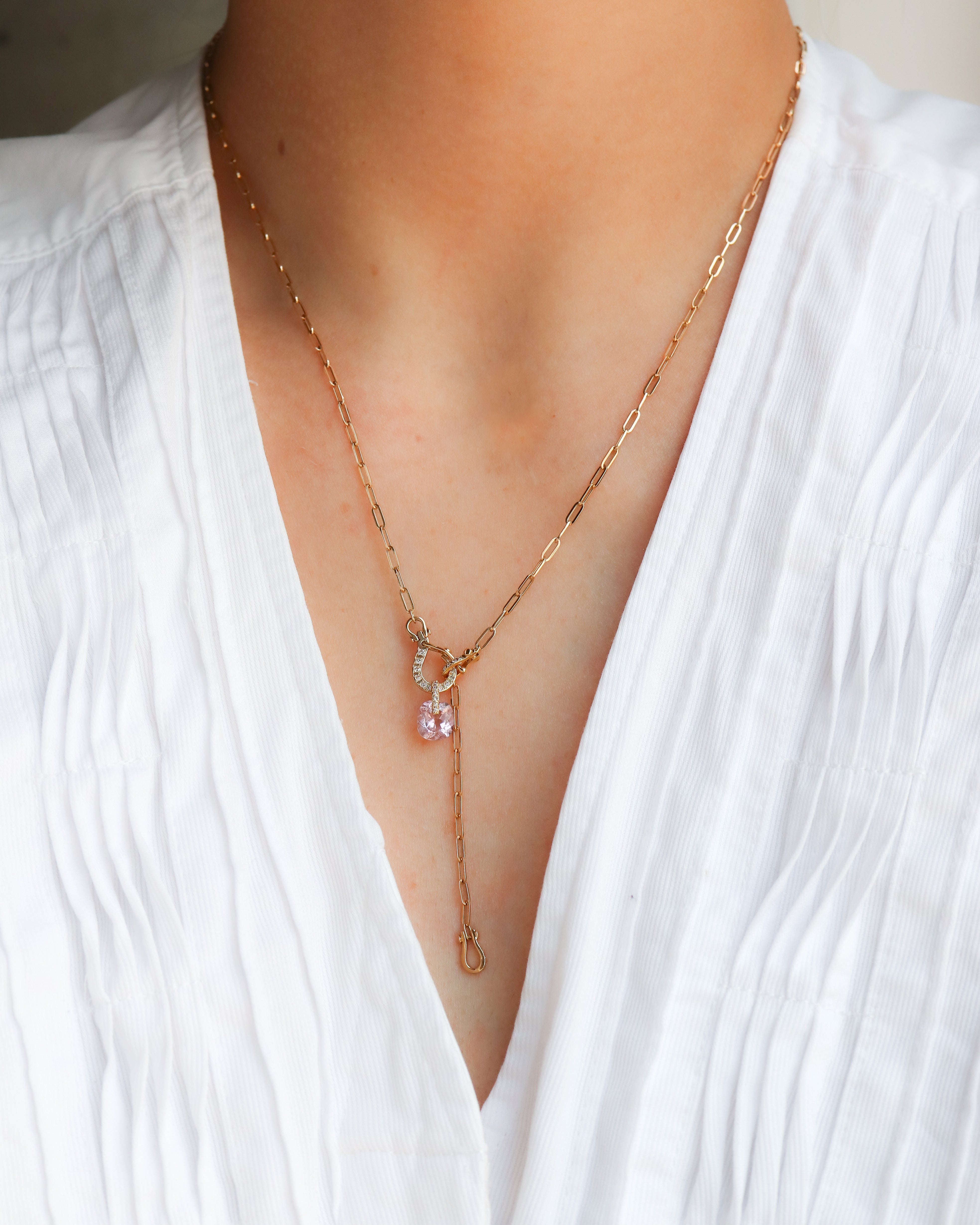 Hibiki Stone Necklace - Morganite -