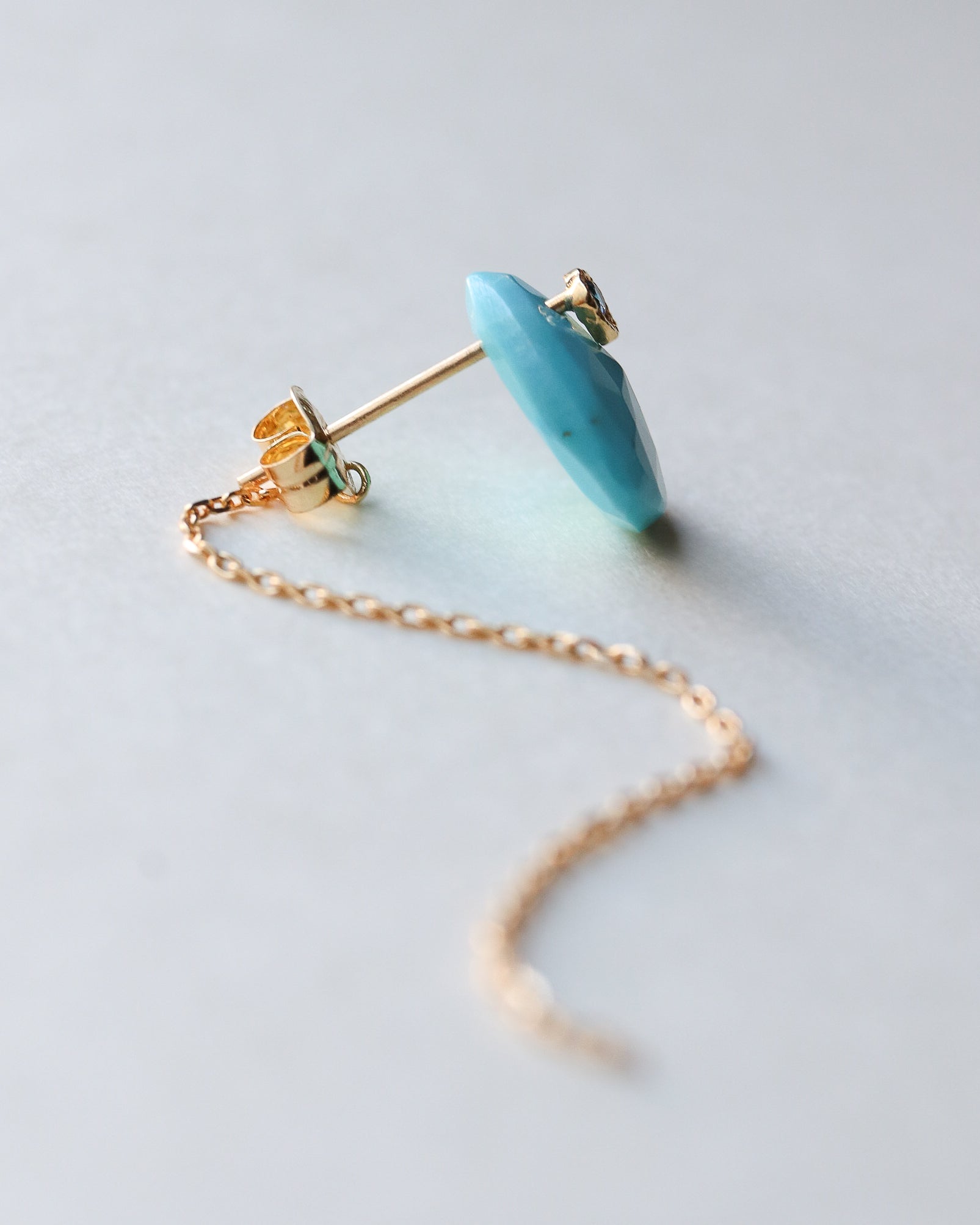 Flat Pierced Earrings - Turquoise -