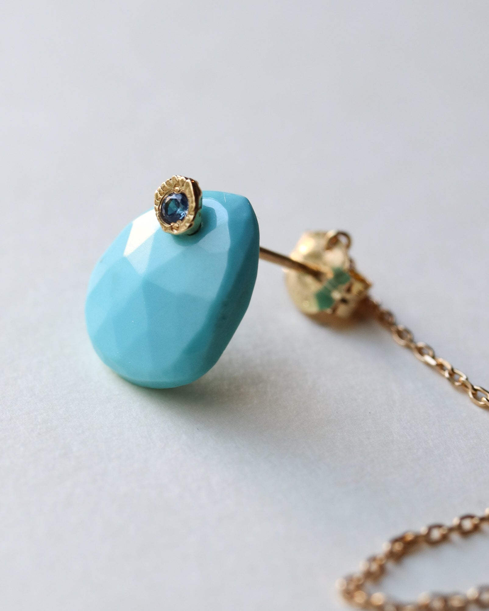 Flat Pierced Earrings - Turquoise -