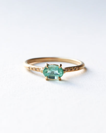 Prong Ring - Emerald /Diamond-