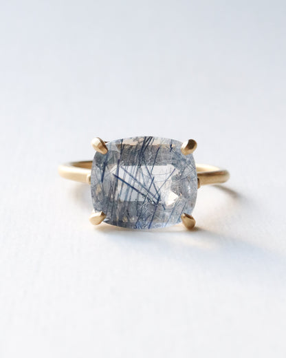 Prong Ring - Blue Tourmaline in Quartz -