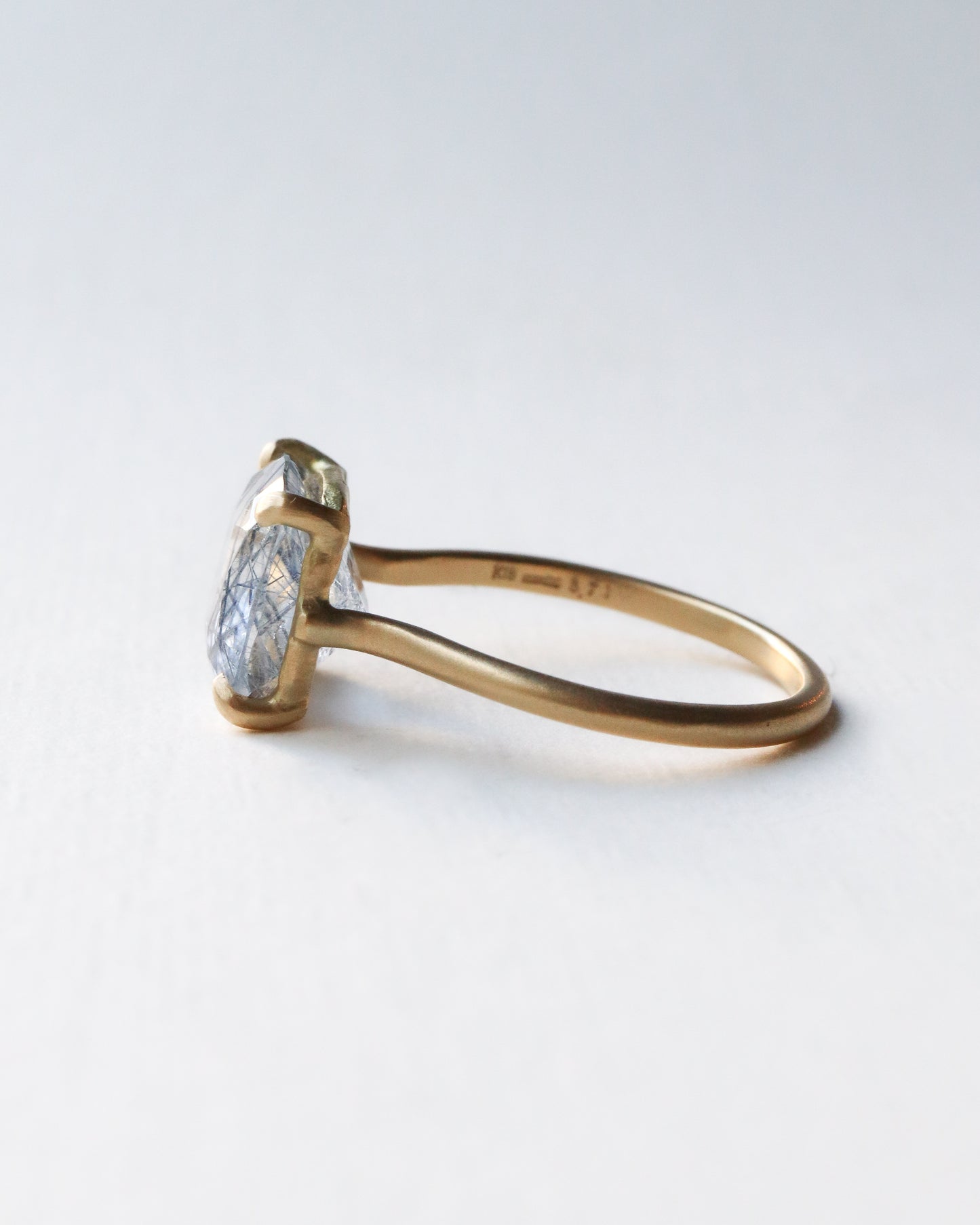 Prong Ring - Blue Tourmaline in Quartz -