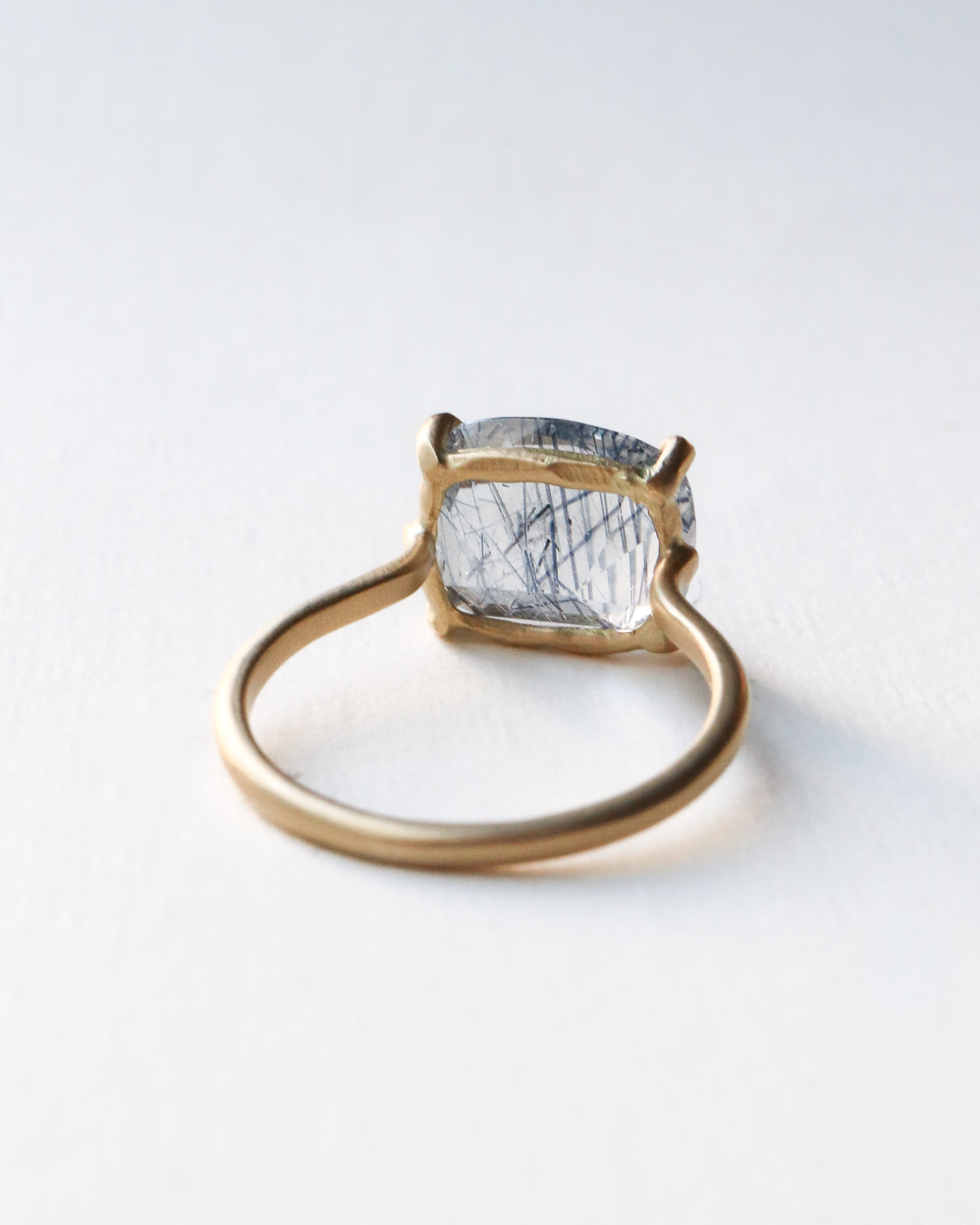 Prong Ring - Blue Tourmaline in Quartz -