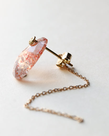 Flat Pierced Earring - Sunstone -