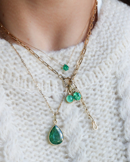 HorseShoe Collet Necklace - Emerald -