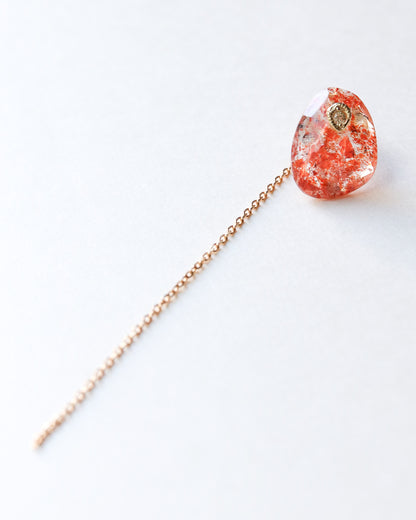 Flat Pierced Earring - Sunstone -