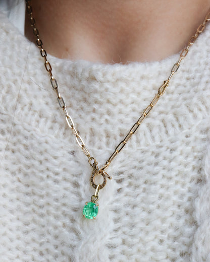 HorseShoe Prong Necklace - Emerald -