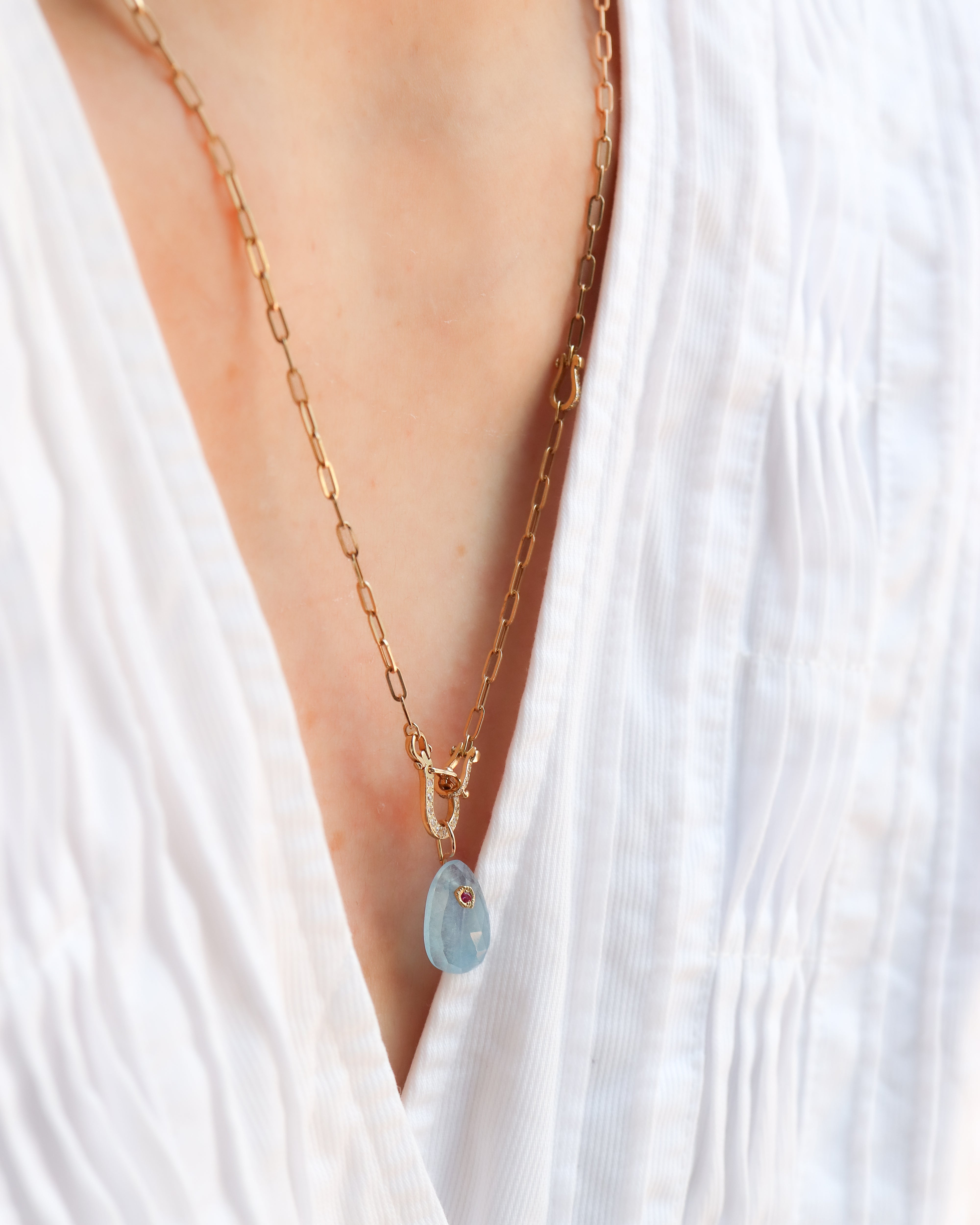 Flat Necklace - Aquamarine -