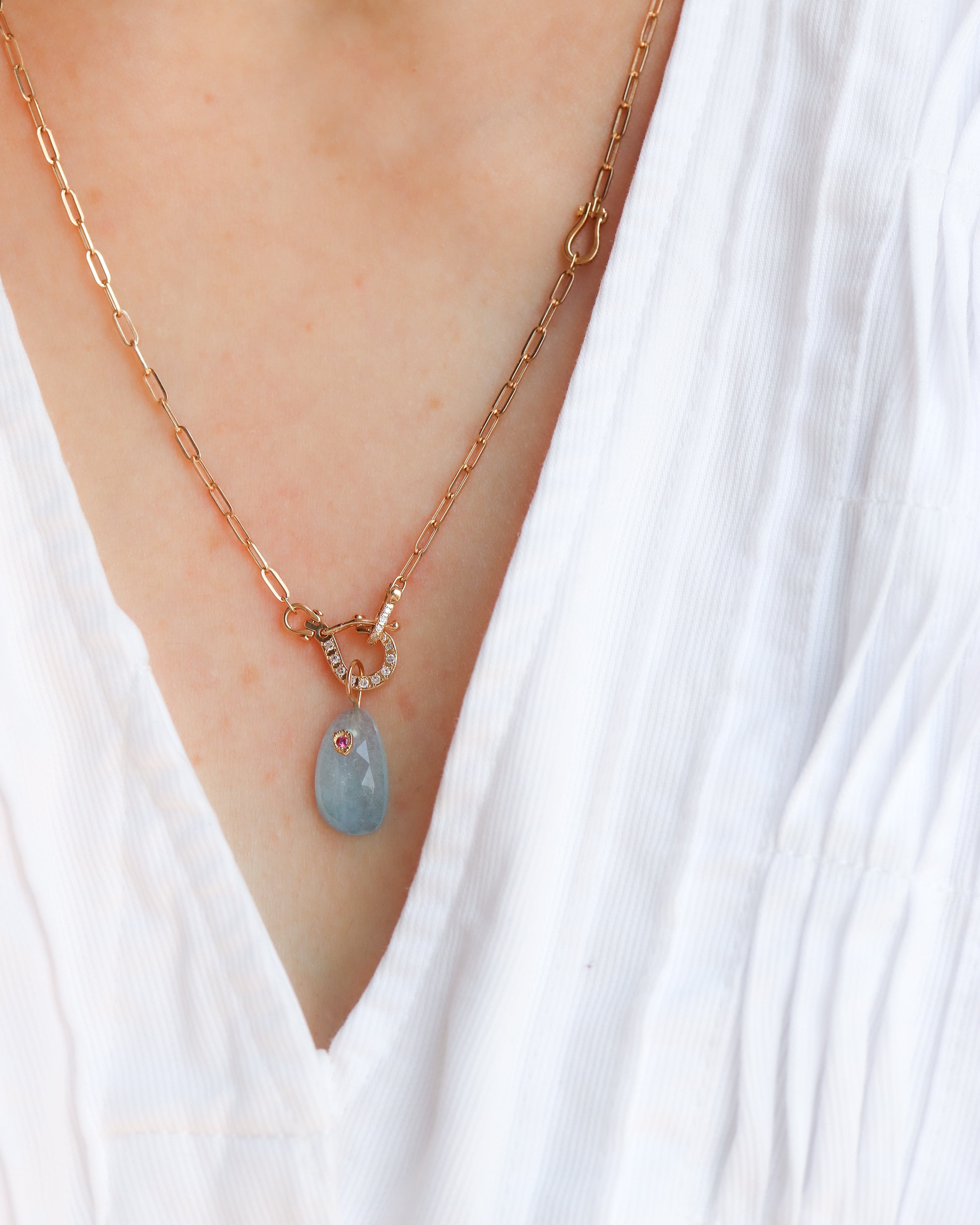 Flat Necklace - Aquamarine -