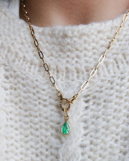 Horseshoe Collet Necklace - Emerald -