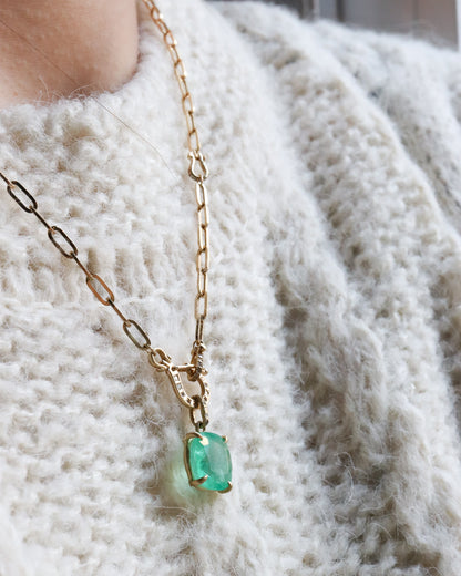 Hibiki Stone Prong Necklace - Emerald -