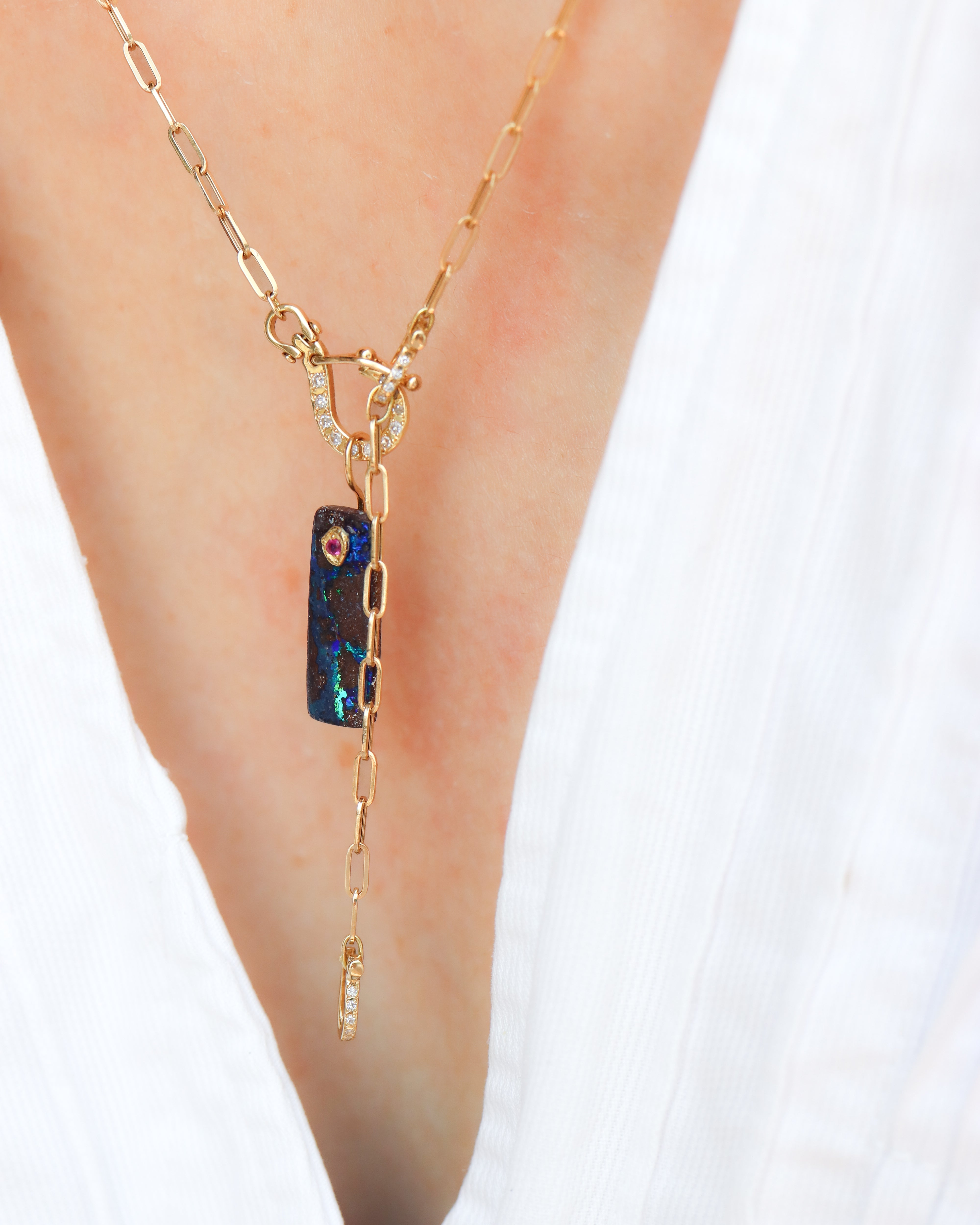 Flat Necklace - Boulder Opal -