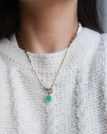 Hibiki Stone Necklace - Emerald / Diamond -