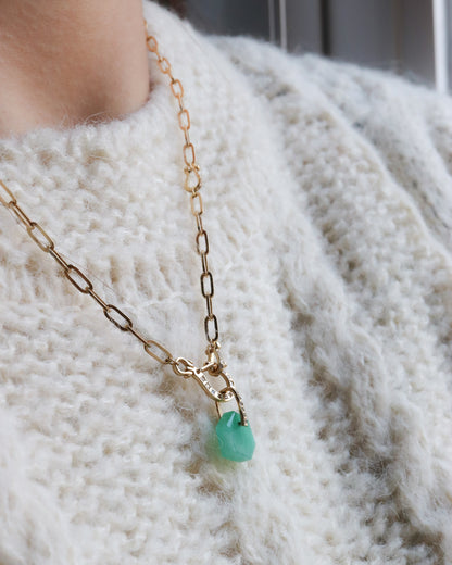 Hibiki Stone Necklace - Emerald / Diamond -