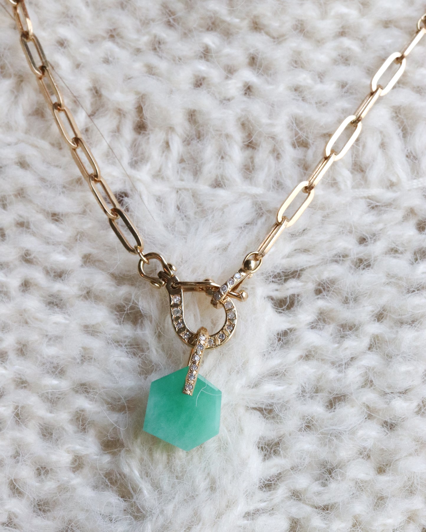 Hibiki Stone Necklace - Emerald / Diamond -