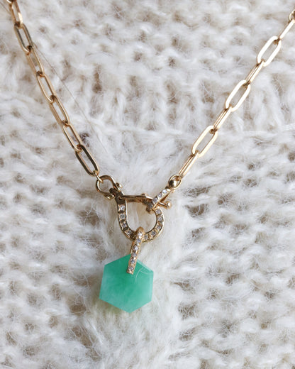 Hibiki Stone Necklace - Emerald / Diamond -