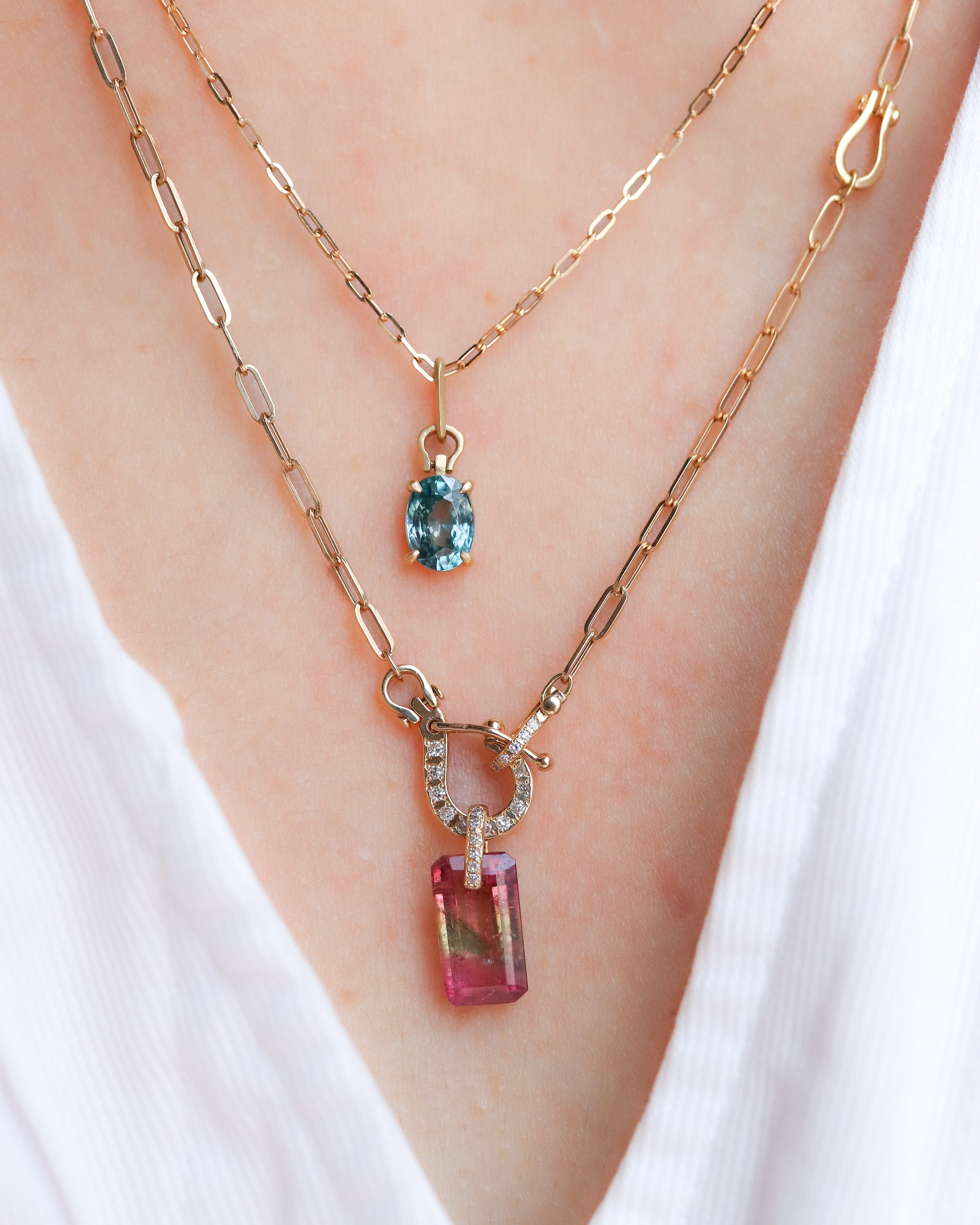 Horse Shoe Prong Necklace - Blue Zircon - – MONAKA jewellery