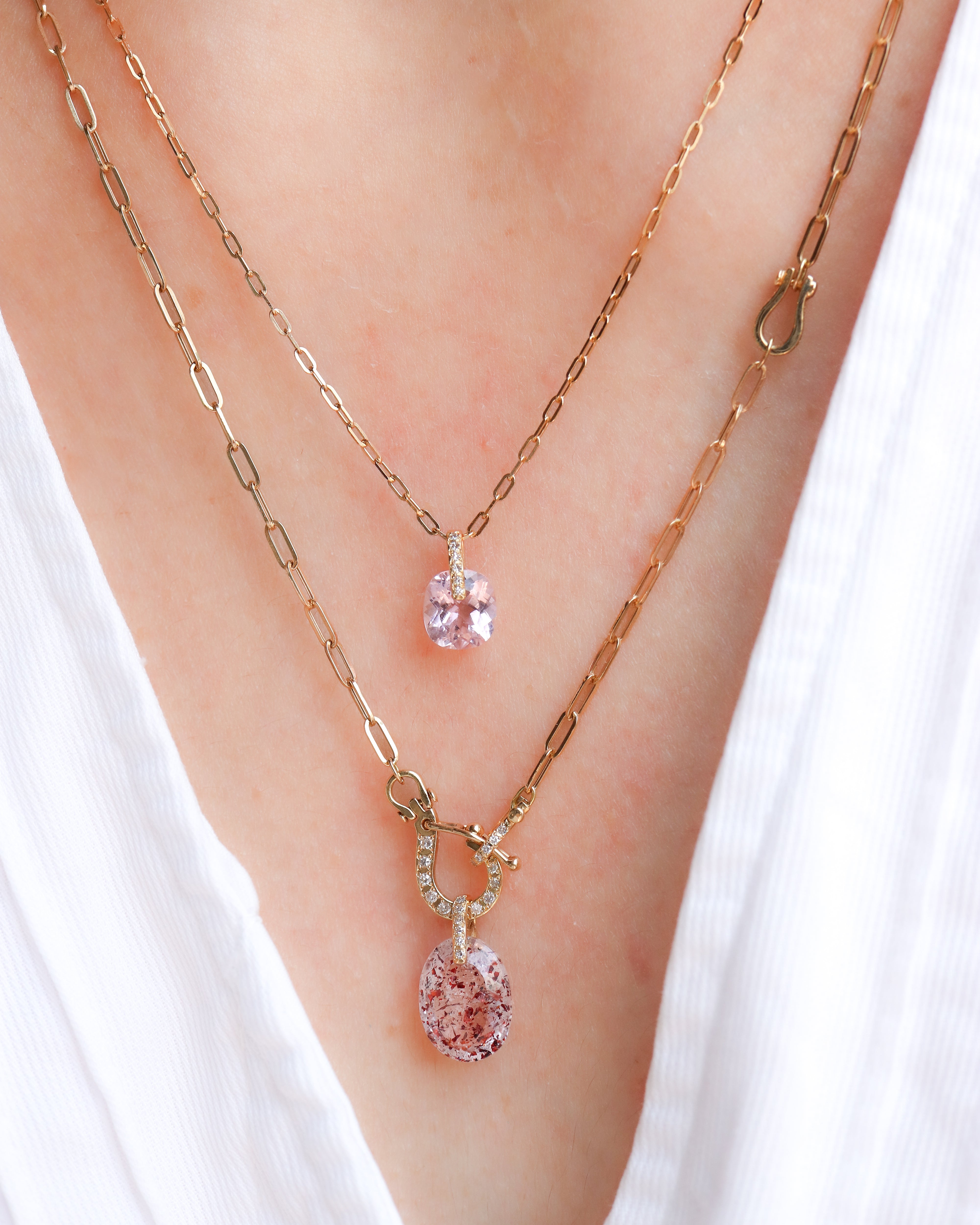Hibiki Stone Necklace - Morganite -
