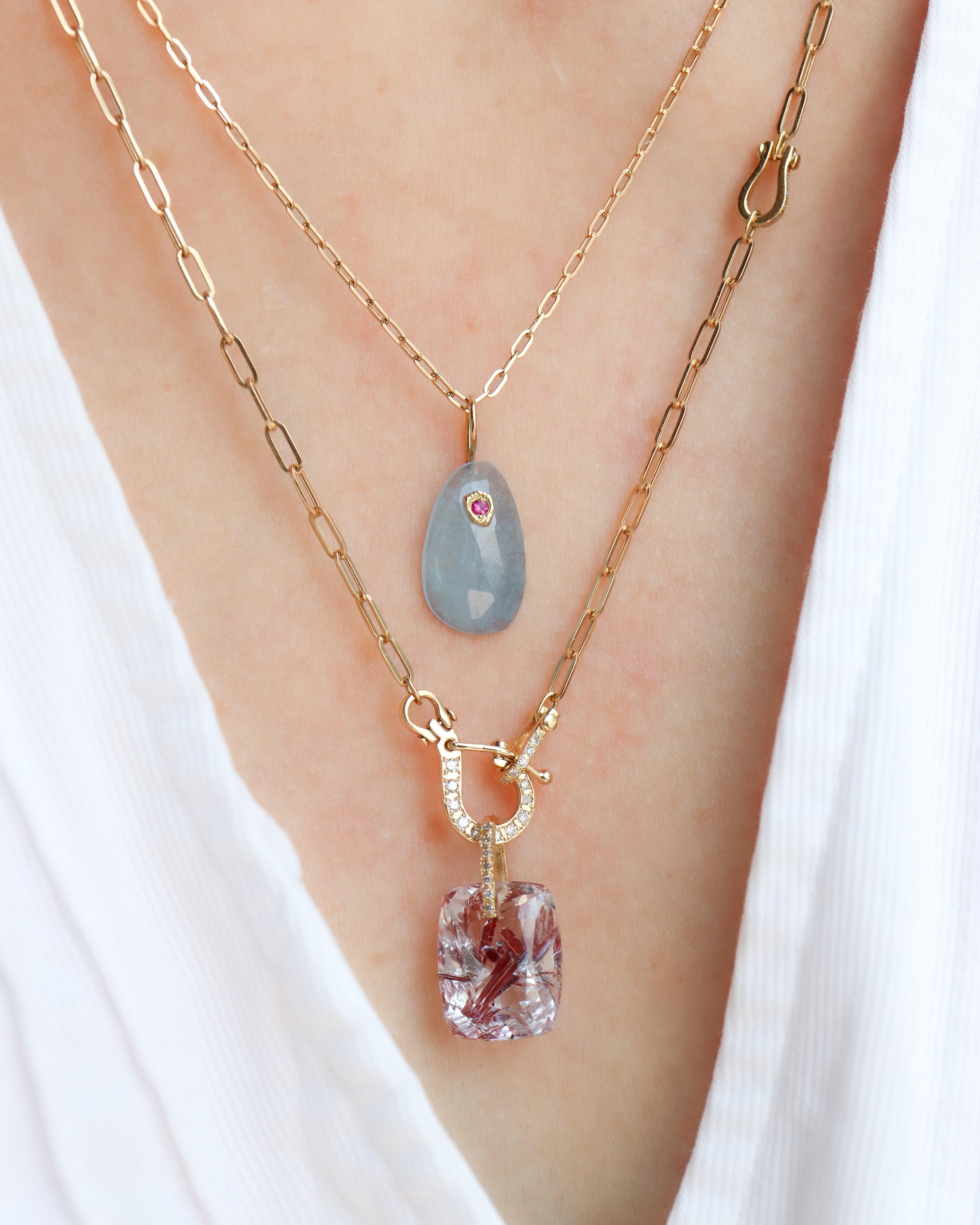 Flat Necklace - Aquamarine -