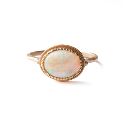 Column Milgrain Ring - Opal -