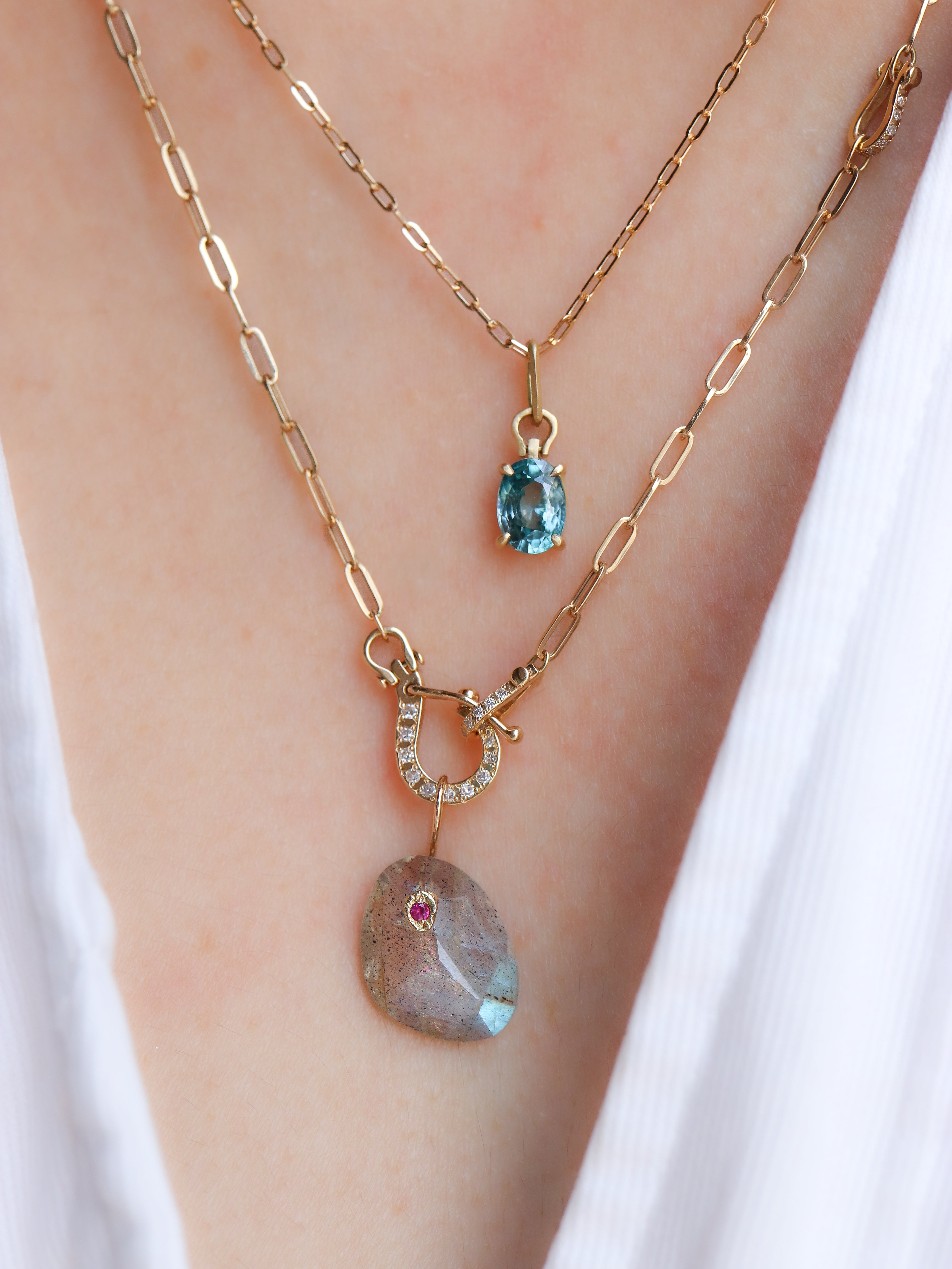 Flat Necklace - Labradorite -