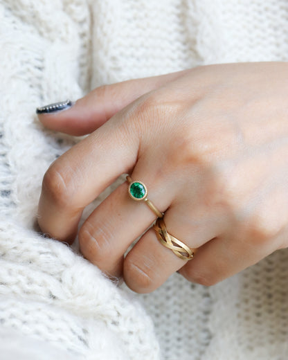 Milgrain Ring - Emerald -