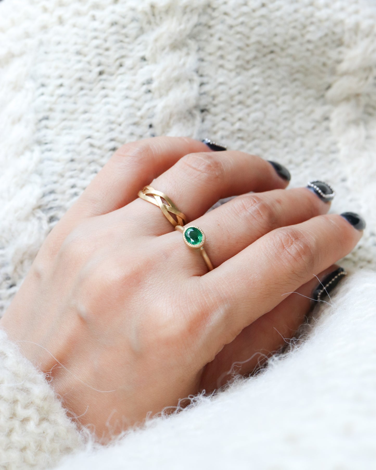 Milgrain Ring - Emerald -