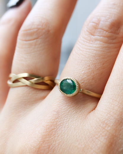 Milgrain Ring - Emerald -