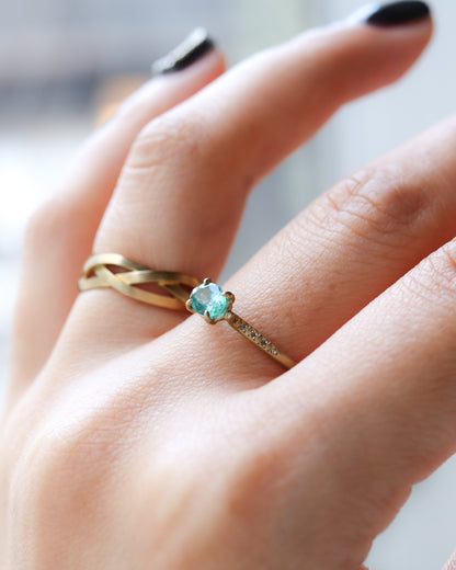 Prong Ring - Emerald /Diamond-