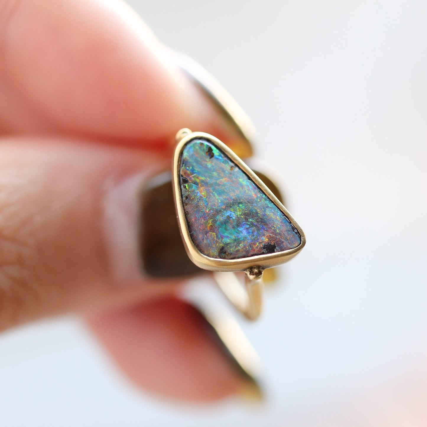 Collet Ring - Boulder Opal -