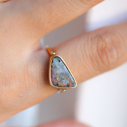 Collet Ring - Boulder Opal -