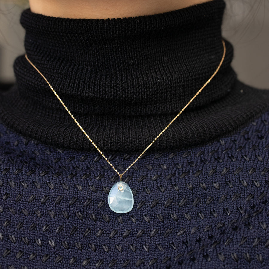 Flat Necklace - Aquamarine -