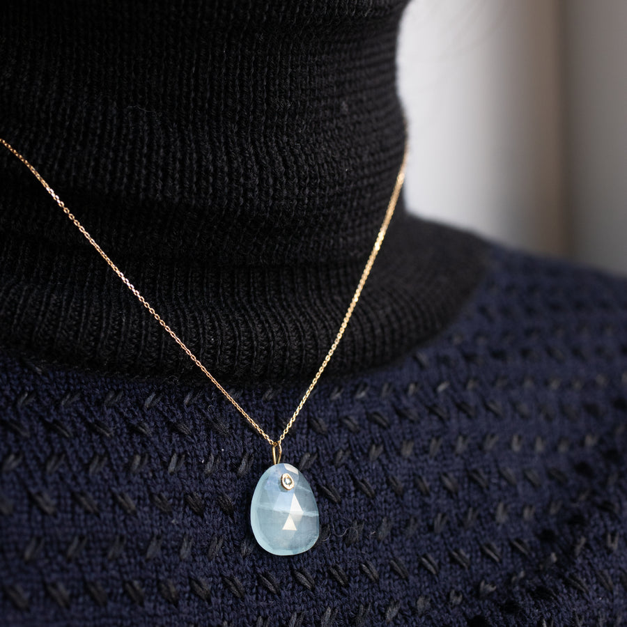 Flat Necklace - Aquamarine -