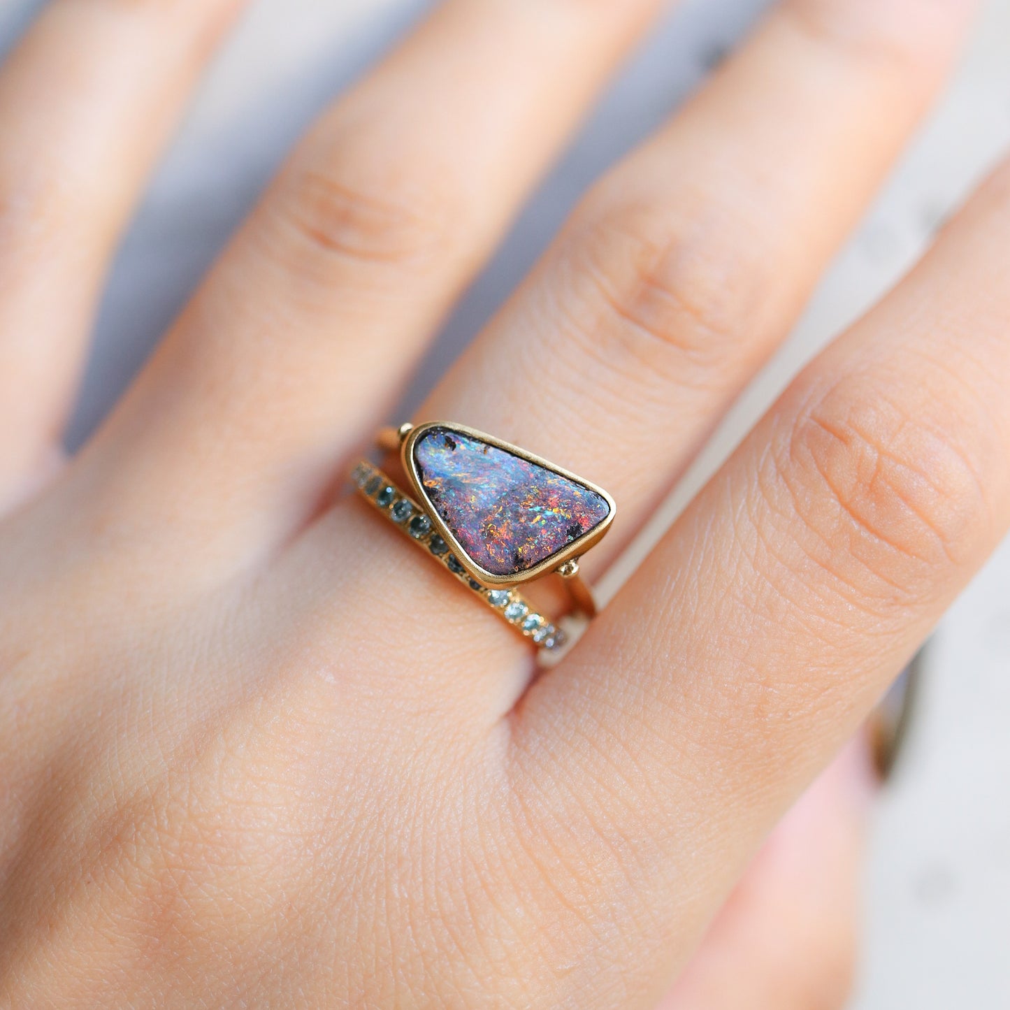 Collet Ring - Boulder Opal -