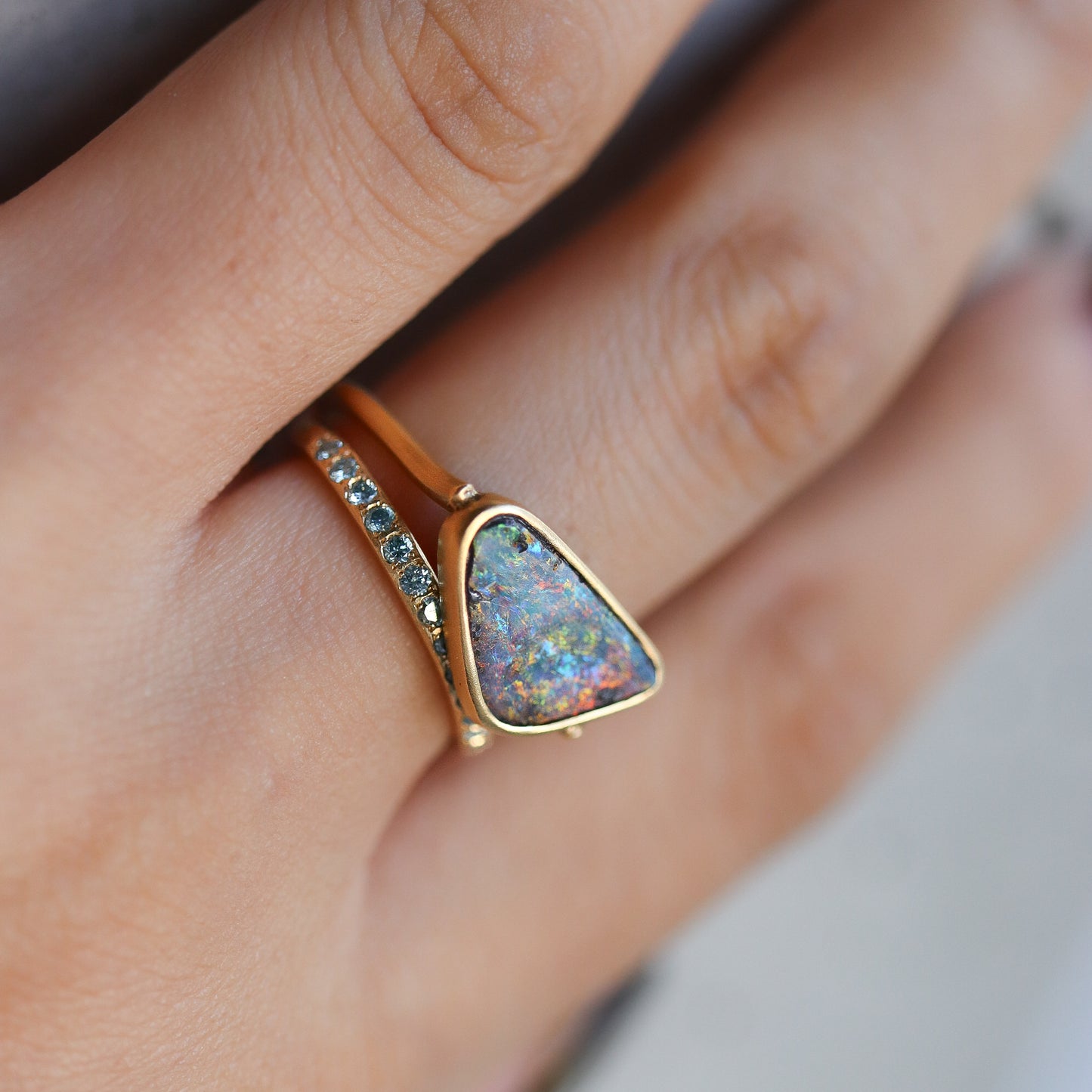 Collet Ring - Boulder Opal -