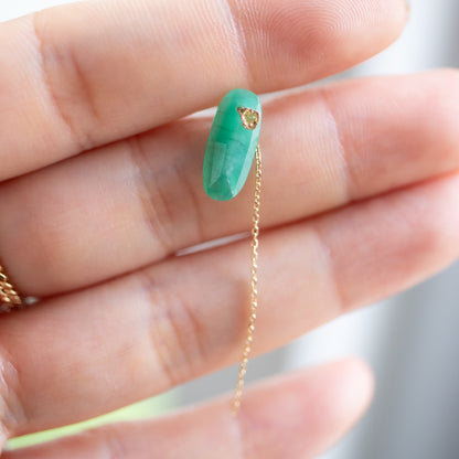 Flat Pierced Earrings - Emerald -