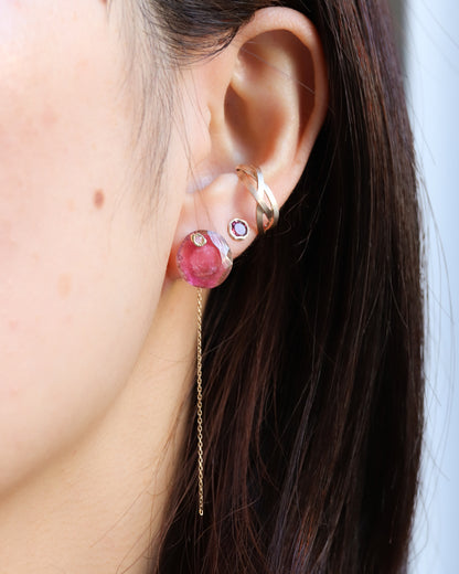 Flat Pierced Earring - Bicolor Tourmaline - A