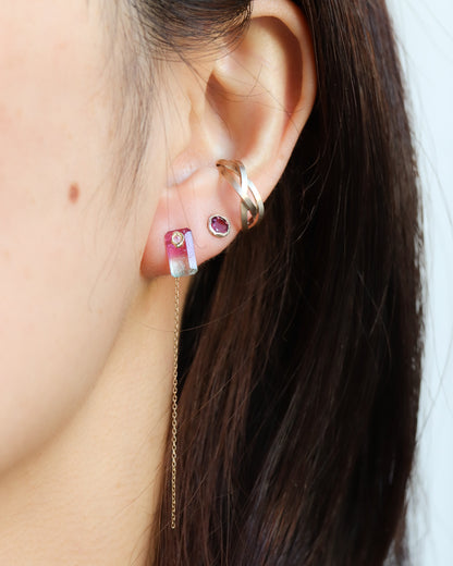 Flat Pierced Earring - Bicolor Tourmaline - E