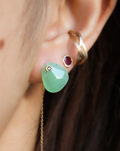 Flat Pierced Earring - Chrysophrase -