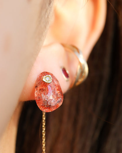 Flat Pierced Earring - Sunstone -