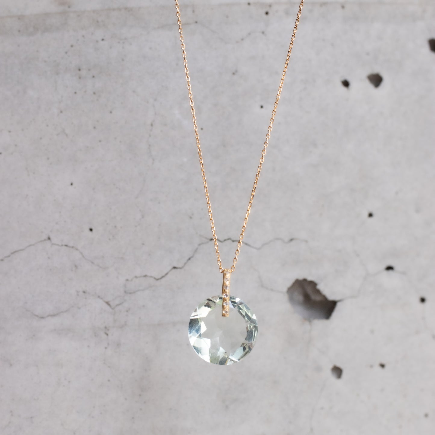 Hibiki Stone Necklace - Green Amethyst / Diamond -