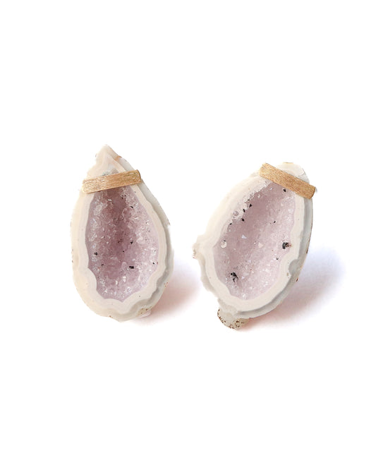 Bar stone Pierced Earring - Baby  geode -