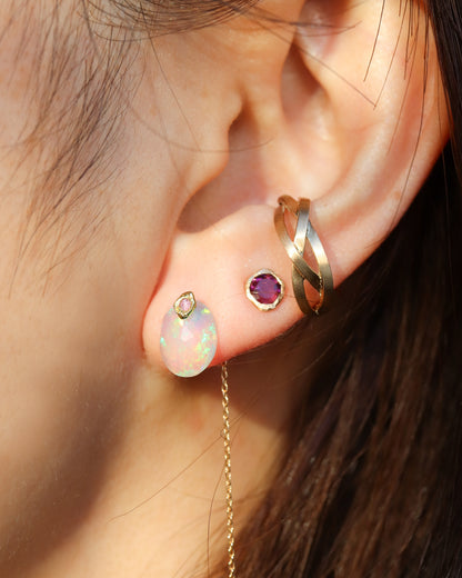 Flat Pierced Earring - Opal - B