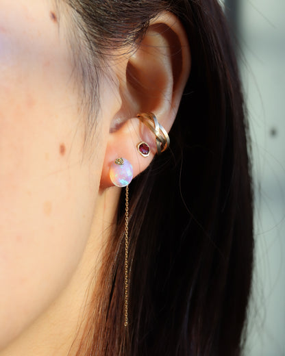 Flat Pierced Earring - Opal - A