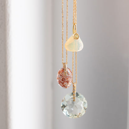 Hibiki Stone Necklace - Green Amethyst / Diamond -